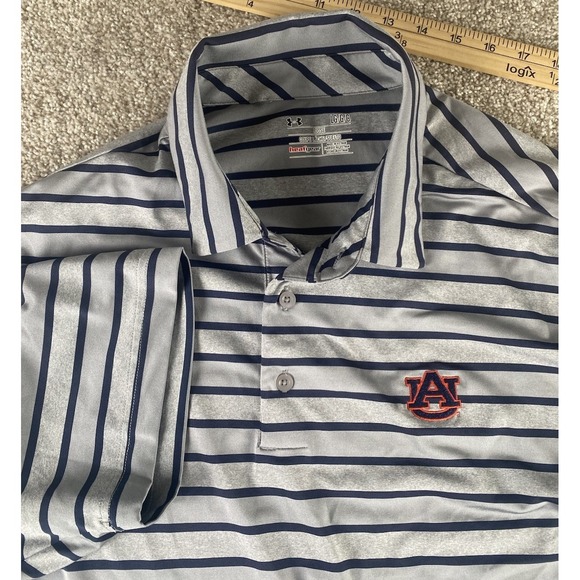 Under Armour Other - Under Armour Heat Gear Auburn Tigers Striped Polo Mens L Loose Performance NCAA